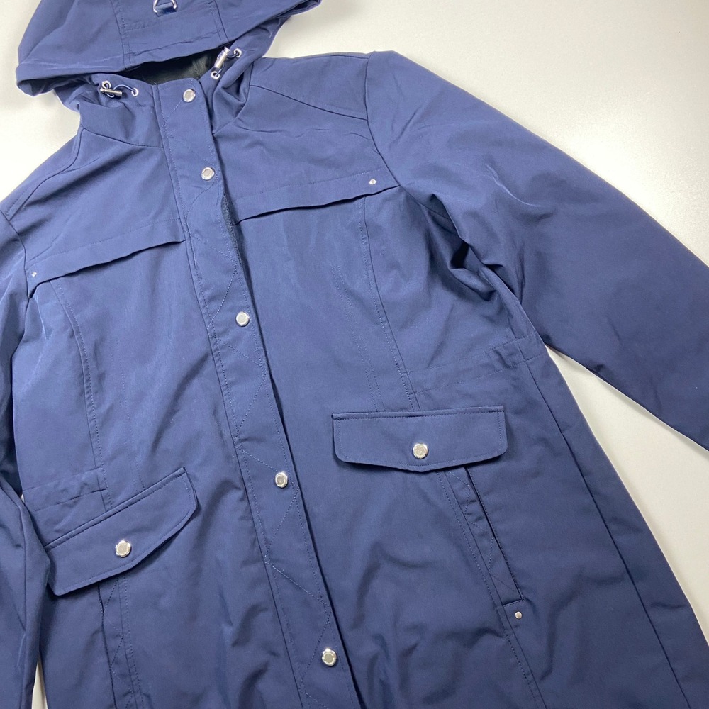 Weatherproof Womens Navy Blue Softshell Hooded Parka Jacket XL Lined Light Coat